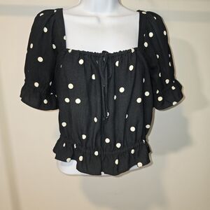 H&M Black and White Polka Dot Blouse